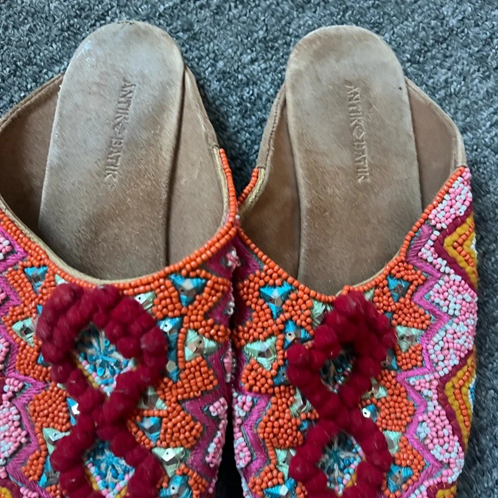 Antik Batik Sunny Baboush Slide Sandals in Red Multi, size 37 - Picture 4 of 7